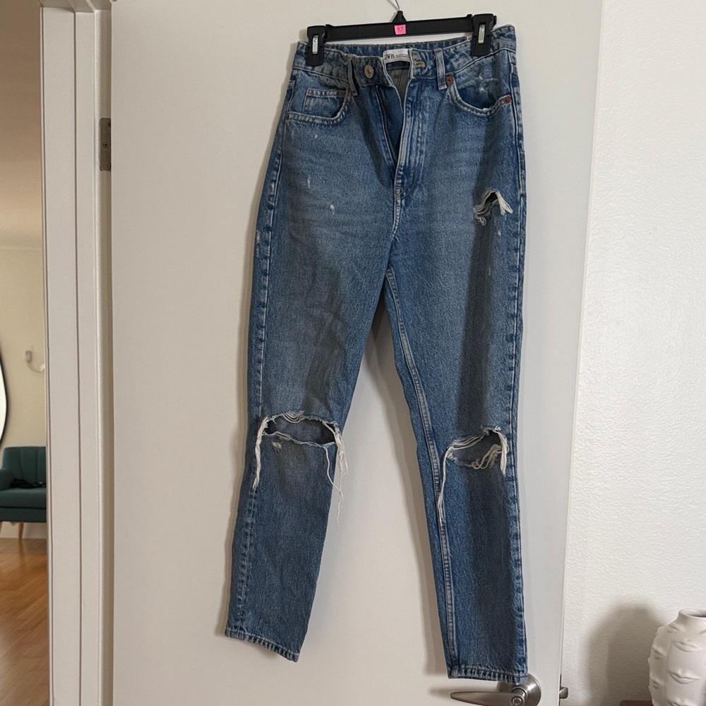 Zara Distressed Blue Jeans